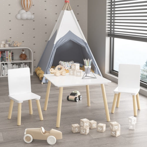 Wooden Kids Table and 2 Chairs Set