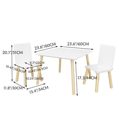 Wooden Kids Table and 2 Chairs Set