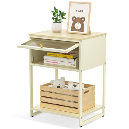 Yellow Kids' Bedside Table with Storage