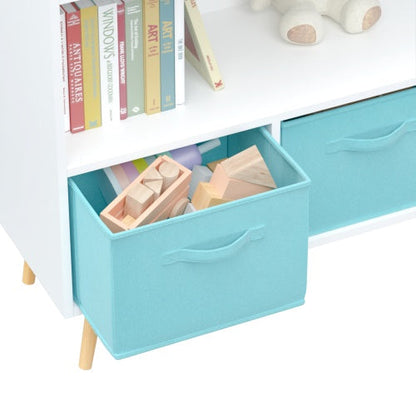 Kids Bookshelf with Fabric Storage Drawers
