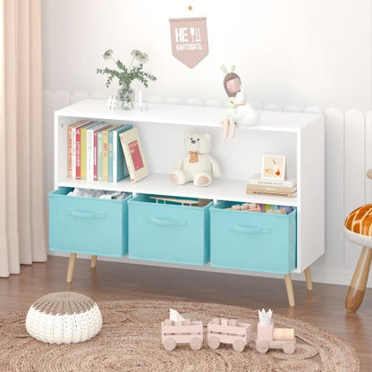 Kids Bookshelf with Fabric Storage Drawers