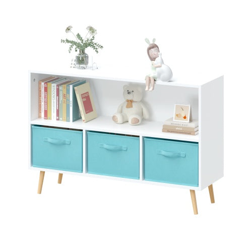 Kids Bookshelf with Fabric Storage Drawers