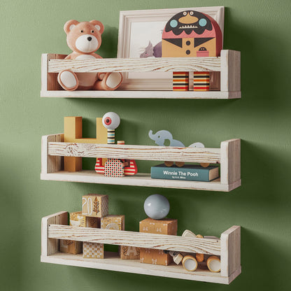 Set of 3 Wooden Nursery Wall Shelves
