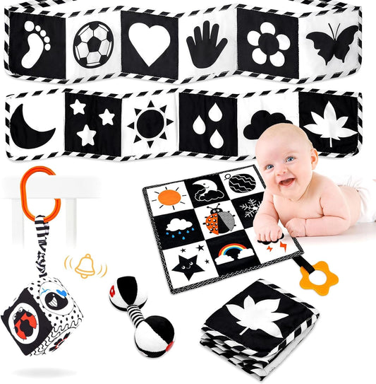 High-Contrast Black and White Baby Toy Set