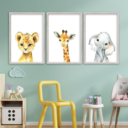 Safari Animal Nursery Wall Art Set