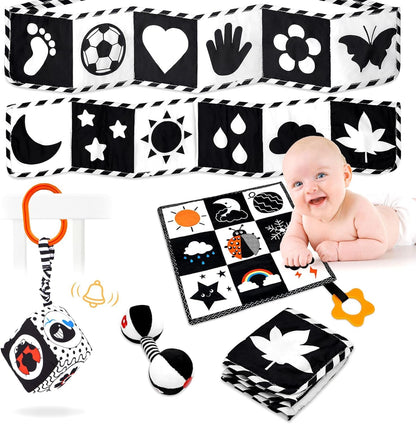 High-Contrast Black and White Baby Toy Set