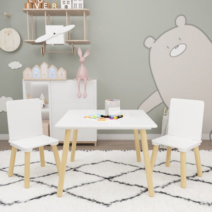 Wooden Kids Table and 2 Chairs Set