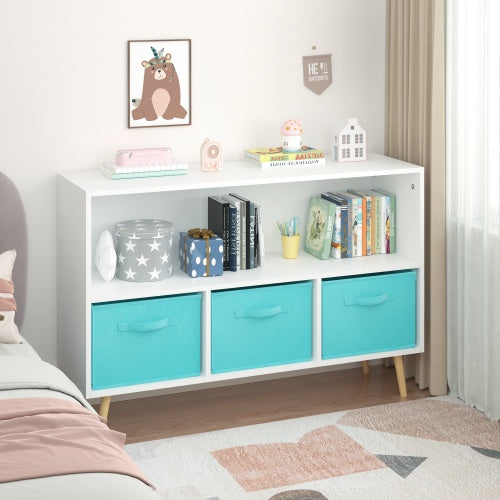 Kids Bookshelf with Fabric Storage Drawers