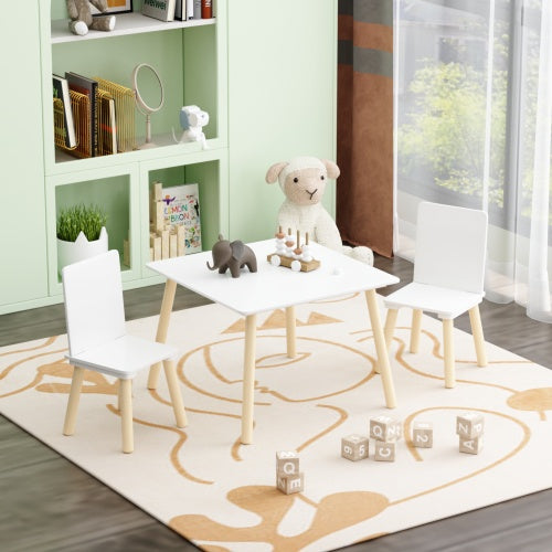 Wooden Kids Table and 2 Chairs Set