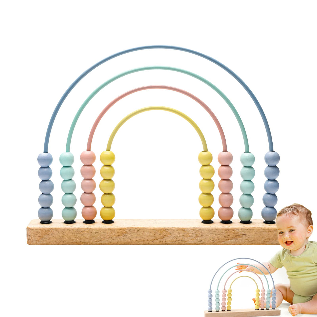 Wooden Rainbow Abacus Counting Toy