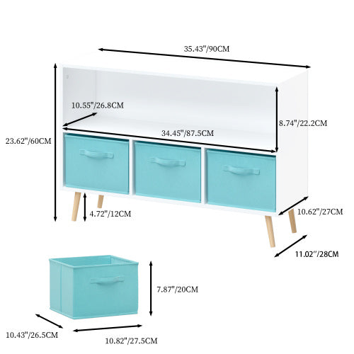 Kids Bookshelf with Fabric Storage Drawers