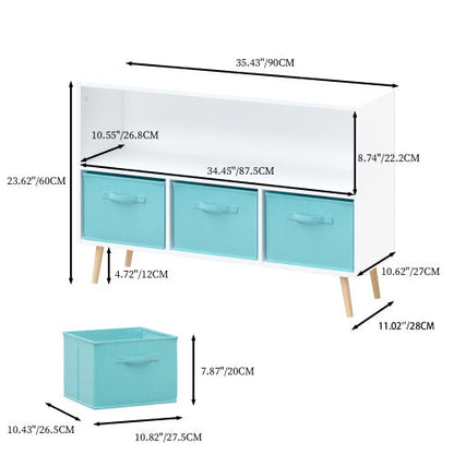 Kids Bookshelf with Fabric Storage Drawers