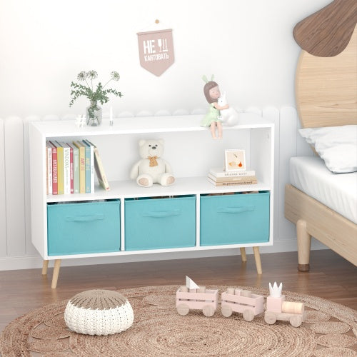 Kids Bookshelf with Fabric Storage Drawers