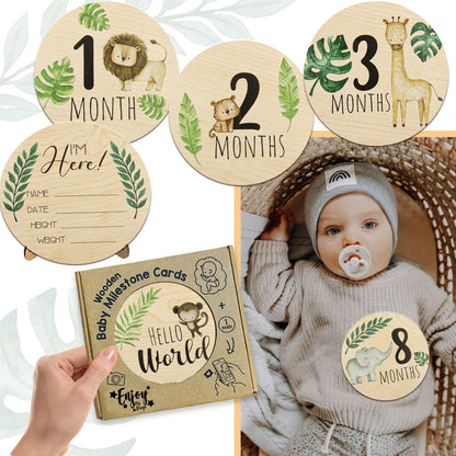 Wooden Baby Monthly Milestone Cards